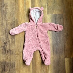 Carter's Pink Plush Hooded Baby Footie with Ears